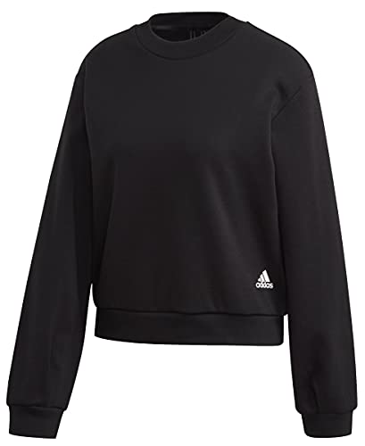 adidas Womens W St Crew Pullover Sweater, Black, XL