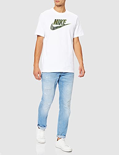 Nike Herren NSW Esntl Blk FL T-Shirt, White/Rough Green, L