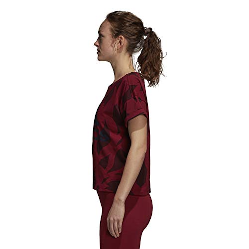 adidas Damen Essentials AOP Kurzarm T-Shirt, Noble Maroon/Night Red, M