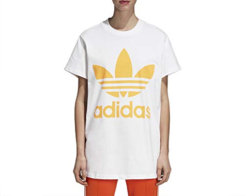 adidas Damen Big Trefoil T-Shirt, White/Real Gold, 34