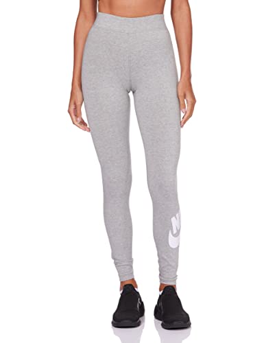 Nike Damen Sportswear Essential Tights, Dark Grey Heather/White, M