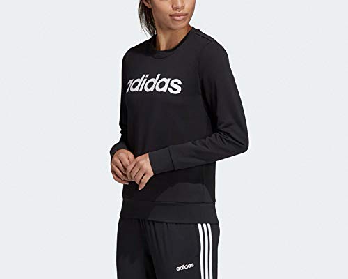 adidas Damen Pullover Essentials Linear Crewneck, Black/White, S, DP2363
