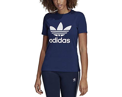 adidas Damen Trefoil T-Shirt, Dark Blue, 32