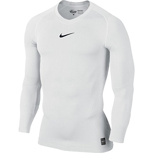 Nike Herren Langarm Shirt Pro Combat Lightweight Seamless Top, White/Black, L