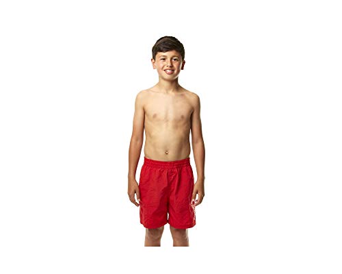 Speedo Jungen Challenge de 15 Zoll Wassershorts, Feuerwehr-Rot/Weiß Streifen-Logo, M