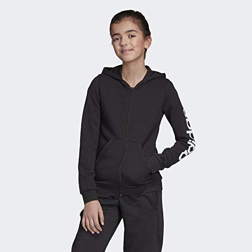 adidas Mädchen Essentials Linear Full-Zip Hoody, Black/White, 140