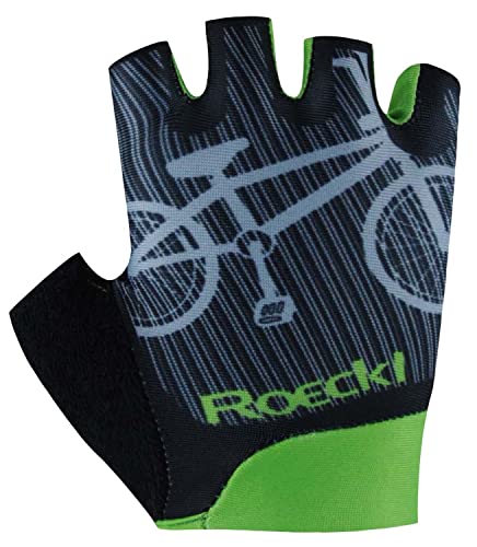Roeckl Trapani Kinder Fahrrad Handschuhe kurz schwarz/grün 2023: Größe: 4