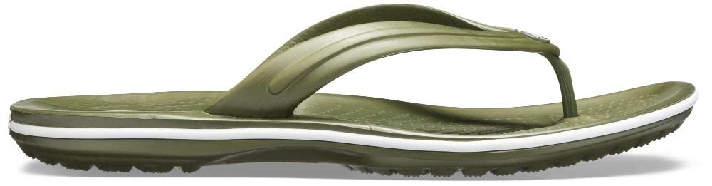Crocs Unisex Crocband Flip Flip Flops, Army Green White, 43/44 EU