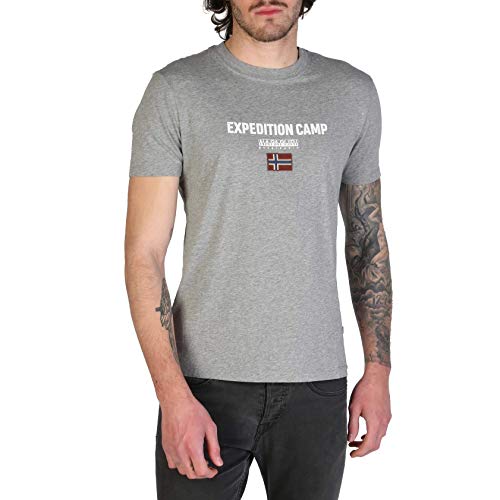 Napapijri Herren SONTHE T-Shirt, Grau (Med Grey Mel 160), XX-Large (Herstellergröße: XXL)