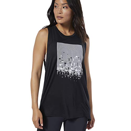 Reebok Damen C Graphic Tank ärmelloses T-Shirt, schwarz, M