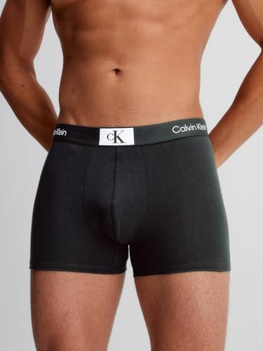 Calvin Klein Herren 3er Pack Boxershorts Trunks Baumwolle mit Stretch, Schwarz (Black/Black/Black), S