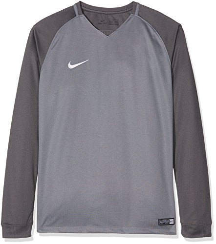 Nike Kinder Dry Team Trophy III Football Jersey Long Sleeved T-Shirt, Cool Grey/Dark Grey/White, S