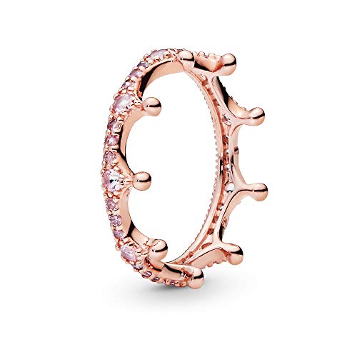 Pandora Pink Sparkling Crown Ring in Roségold mit 14 Karat rosévergoldete Metalllegierung und Cubic Zirkonia Moments Collection, Größe 58