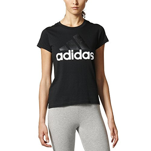 adidas Damen Essentials Linear Slim T-Shirt, Schwarz (Black/White), M