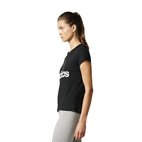 adidas Damen Essentials Linear Slim T-Shirt, Schwarz (Black/White), M