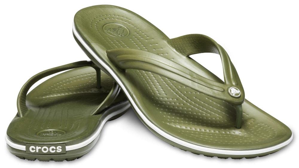 Crocs Unisex Crocband Flip Flip Flops, Army Green White, 45/46 EU