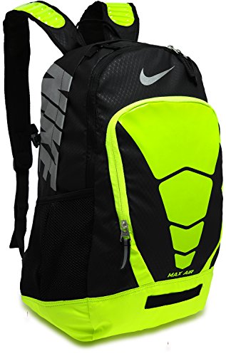 Nike Backpack Max Air Vapor Large Rucksack, Black/Volt/Metallic Silver, 47.5 x 32.5 x 22.5 cm, 34 Liter