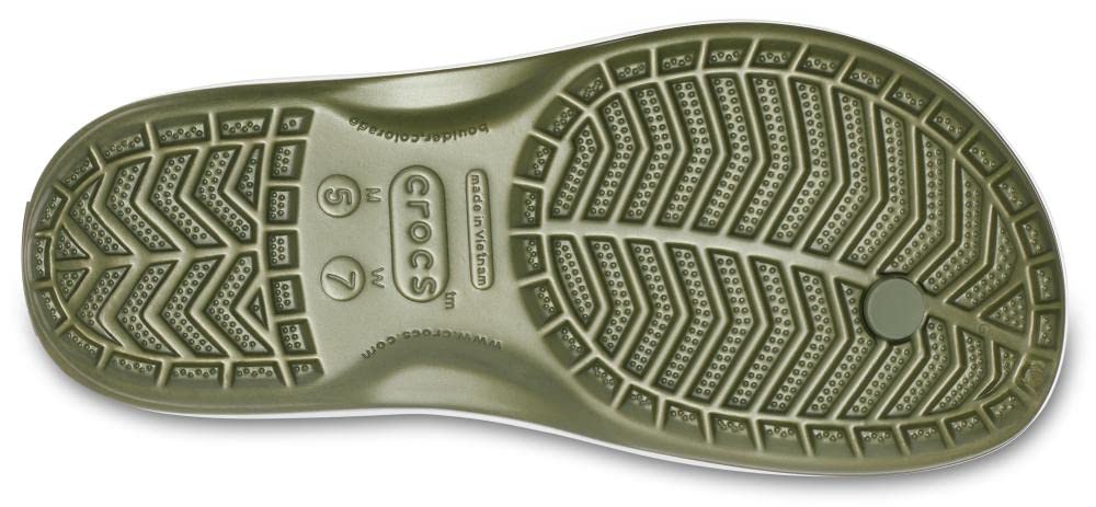 Crocs Unisex Crocband Flip Flip Flops, Army Green White, 43/44 EU