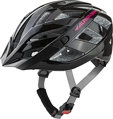 ALPINA PANOMA 2.0 - Optimal Anpassbarer, Belüfteter City & Touren Fahrradhelm Mit Fliegennetz & Nachrüstbarem LED Für Erwachsene, black-pink gloss, 56-59 cm