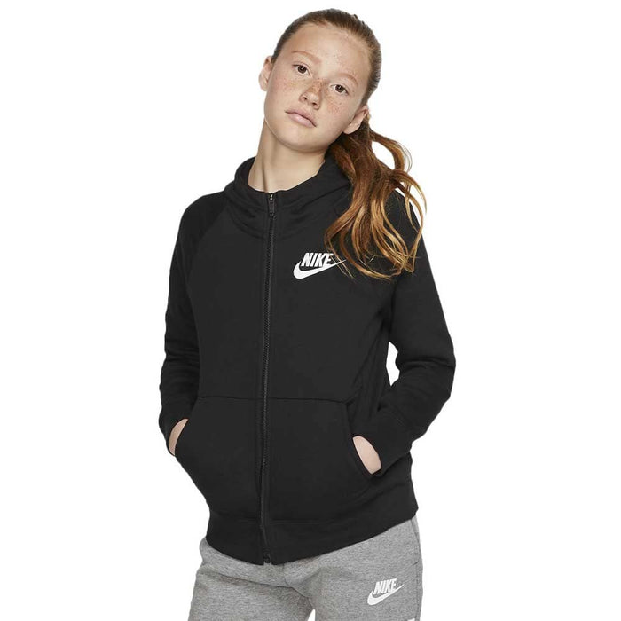 Nike Mädchen Sportswear Hoodie Full Zip Kapuzenpullover, Black/White, S