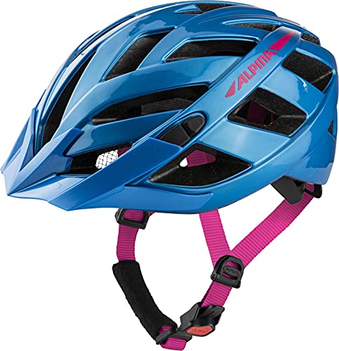 ALPINA PANOMA 2.0 - Optimal Anpassbarer, Belüfteter City & Touren Fahrradhelm Mit Fliegennetz & Nachrüstbarem LED Für Erwachsene, true blue-pink gloss, 56-59 cm