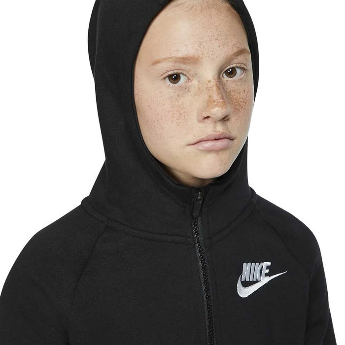 Nike Mädchen Sportswear Hoodie Full Zip Kapuzenpullover, Black/White, S