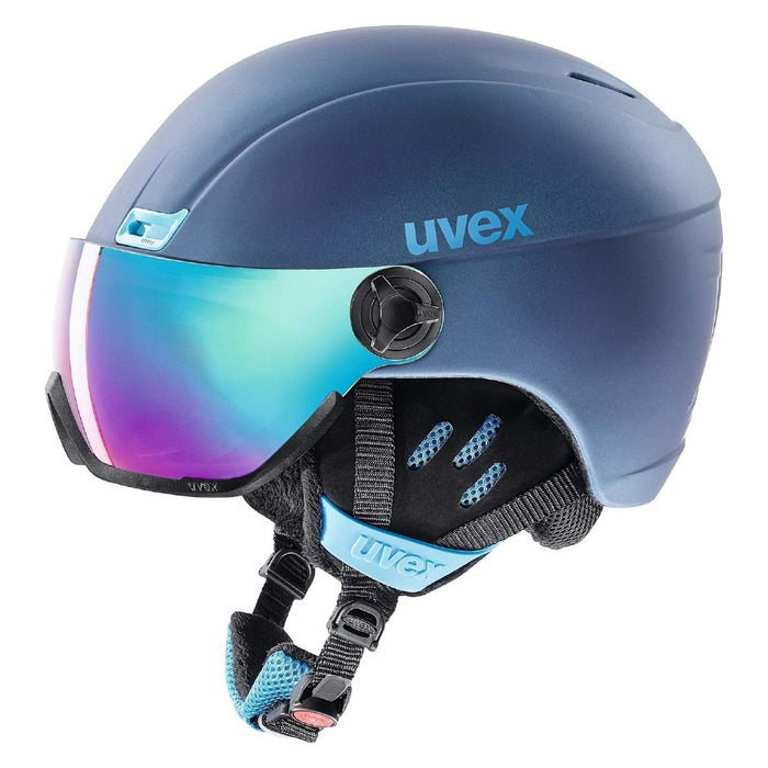 uvex hlmt 400 visor style - leichter Skihelm für Damen und Herren - individuelle Größenanpassung - mit Visier - navyblue matt - 58-61 cm