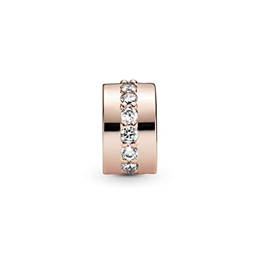 Pandora Rose Clip With Clear Cubic Zirconia And Silicone Grip