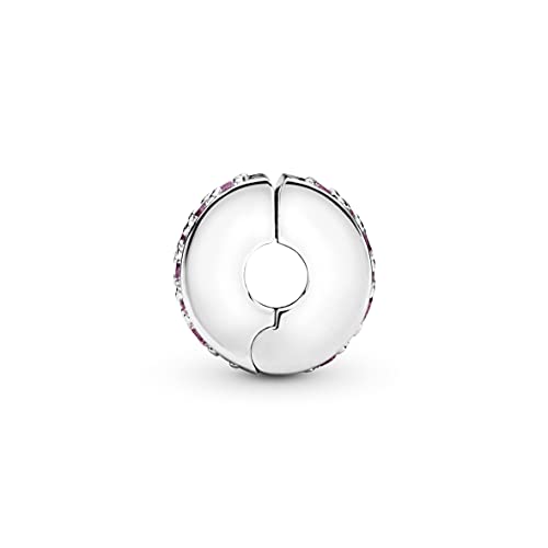 Pandora Unisex-Silberclip mit rosa Zirkonia und Silikongriff