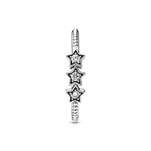 Pandora Unisex Stars Sterling Silver Ring With Clear Cubic Zirconia