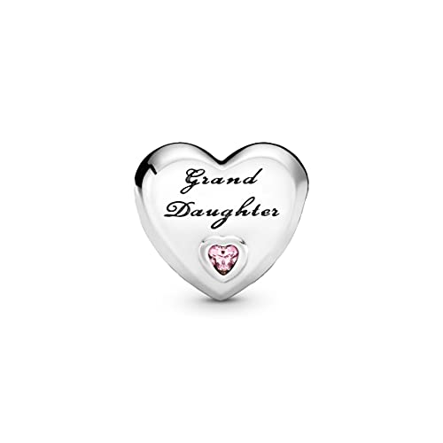 Pandora Unisexe Charm Cœur Petite-Fille en Argent avec Zircone Cubique Rose