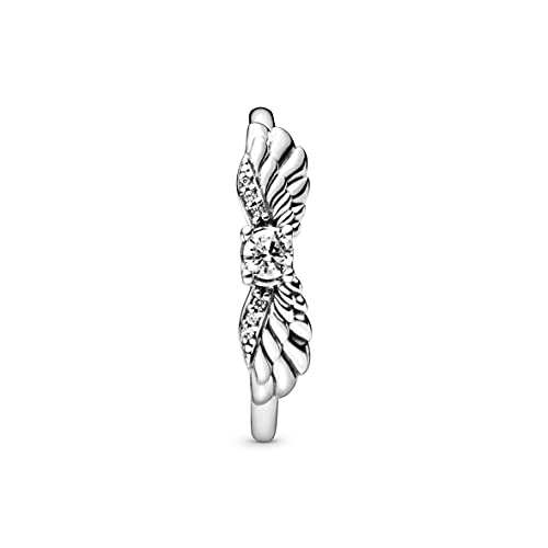 Pandora Unisex Angel Wing Sterling Silver Ring With Clear Cubic Zirconia