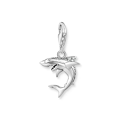 Thomas Sabo Charm-Anhänger Hai mit Zirkonia aus Sterling-Silber in der Farbe Silber, Maße: 15,2mm, 2