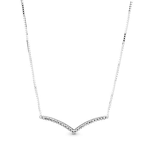 Pandora Women's Wishbone Silver Collier With Clear Cubic Zirconia