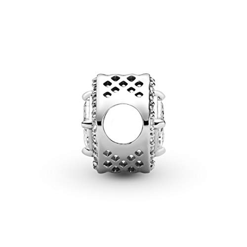 Pandora Unisex Silver Charm With Clear Cubic Zirconia