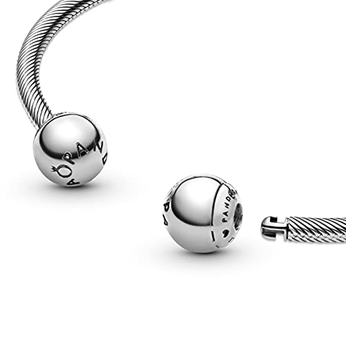 Pandora Sterling Silver Open Bangle With Silicone Stoppers And Interchangeable End Caps