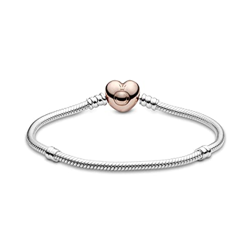 Pandora Silver Bracelet With Heart-Shaped Pandora Rose Clasp