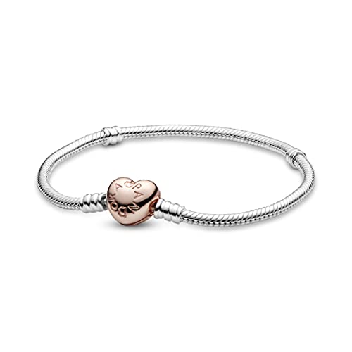 Pandora Silver Bracelet With Heart-Shaped Pandora Rose Clasp