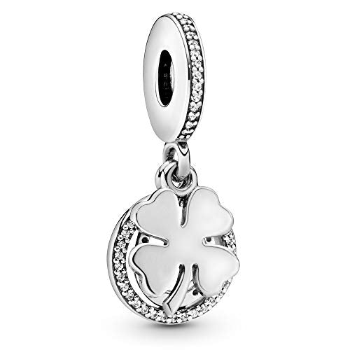 Pandora Unisex Good Luck Silver Dangle With Clear Cubic Zirconia