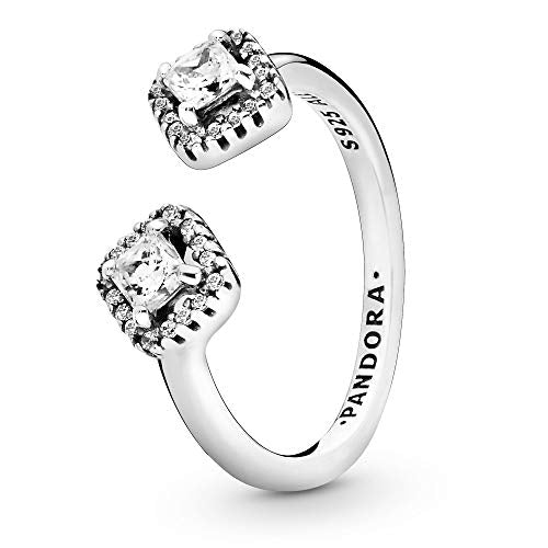 Pandora Unisex Sterling Silver Open Ring With Clear Cubic Zirconia