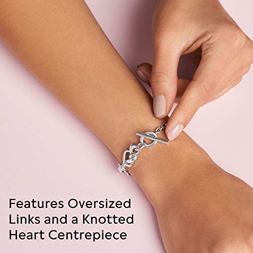 Pandora Unisex Knotted Hearts Silver T-Bar Bracelet