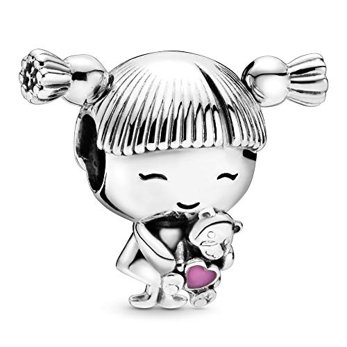 Pandora Damen-Mädchen-Silber-Charm mit rosa Emaille